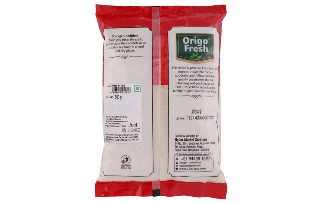 Origo Fresh Idli Rava    Pack  500 grams